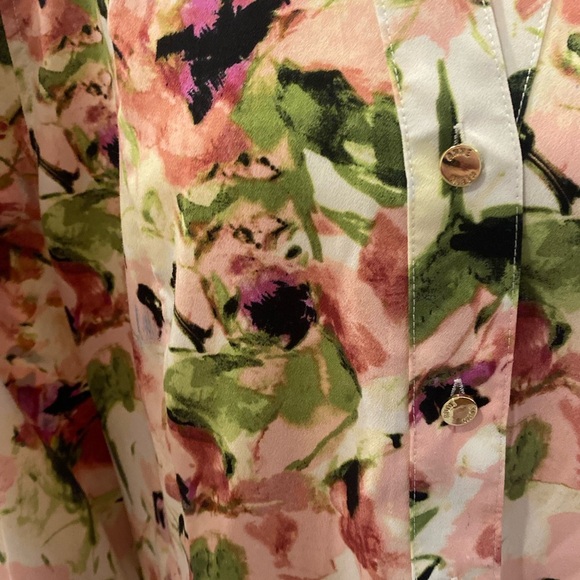 Romantic BohoChic Brushstroke Floral Print Blouse - Anne Klein- Size L‎ - Picture 5 of 12
